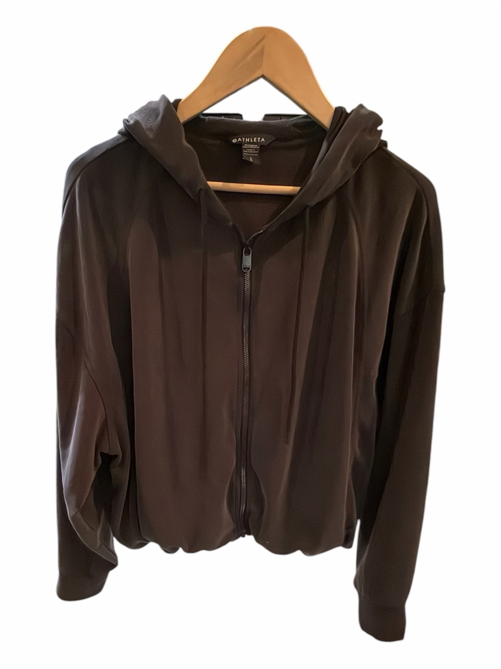 Athleta Charcoal Gray Seasoft Zip-Up Hoodie Bubble Hem Jacket - Size L